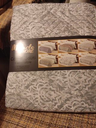 Colcha Bouti Reversible - Gris/Blanco