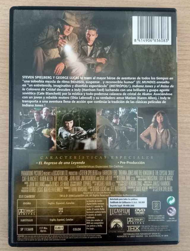 DVD Indiana Jones Reino de la Calavera de Cristal