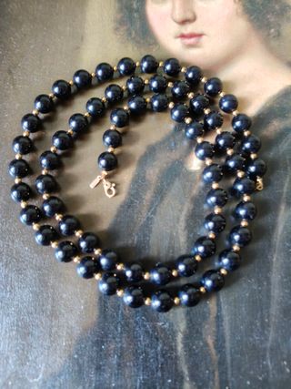 Collana perle nere e oro Monet vintage 
