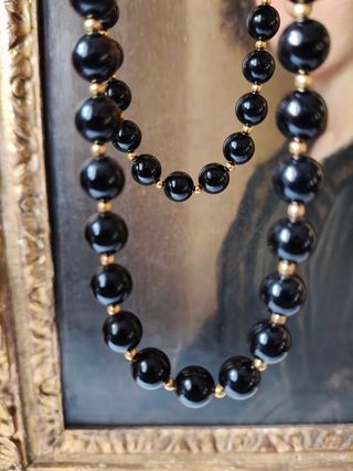 Collana perle nere e oro Monet vintage 