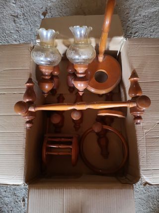 Juego baño madera vintage