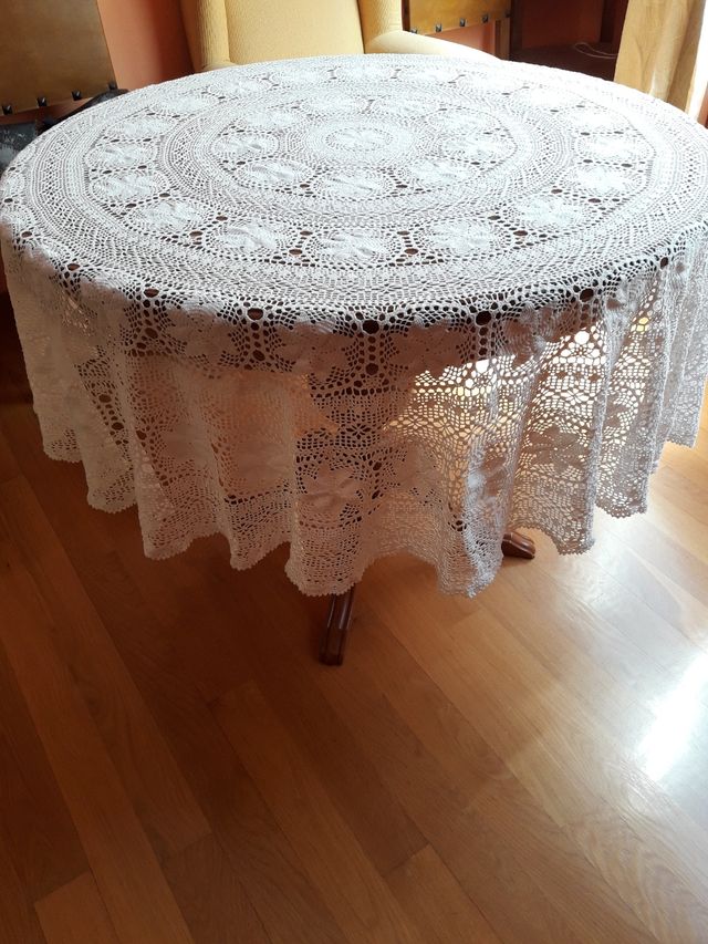Mantel crochet algodón blanco