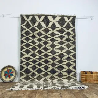 Auténtica alfombra Beni Ourain de lana natural