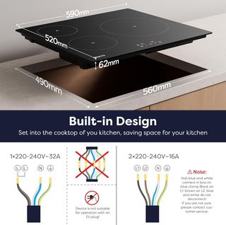 Ciarra Placa Induccion 3 Fuegos 60cm 5600W
