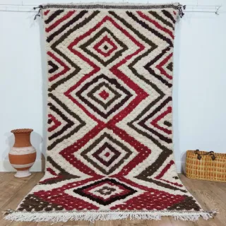 Alfombra de lana hecha a mano multicolor bereber