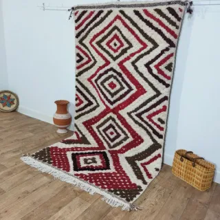 Alfombra de lana hecha a mano multicolor bereber