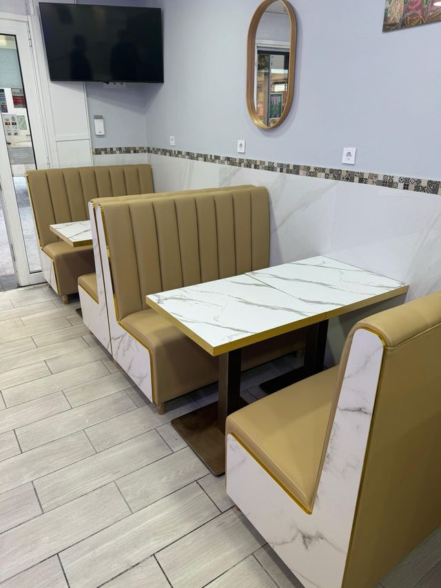 sofás hostelería - beige y blanco