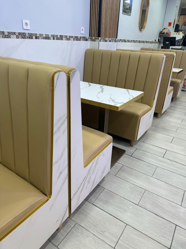 sofás hostelería - beige y blanco