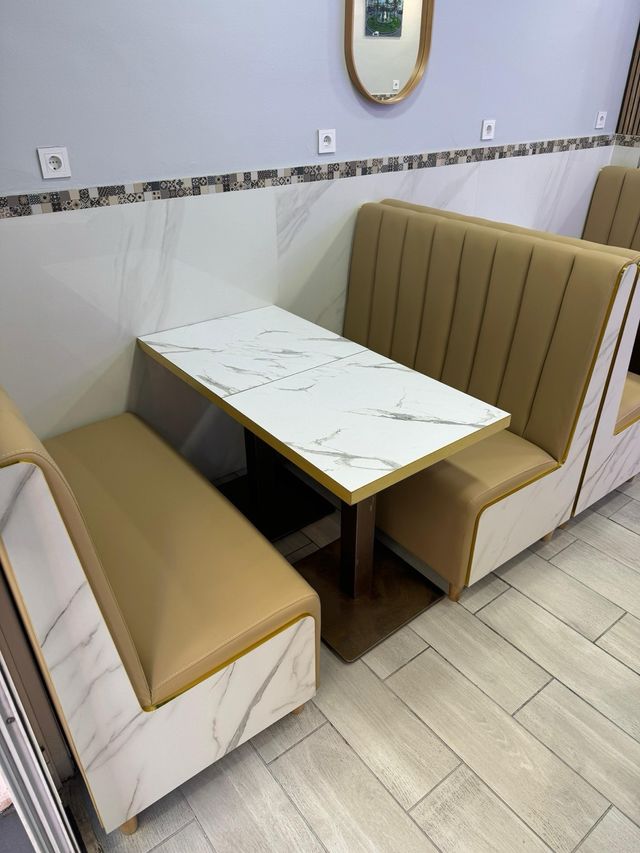 sofás hostelería - beige y blanco