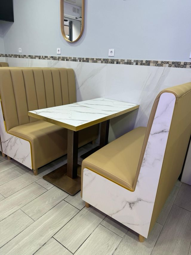 sofás hostelería - beige y blanco