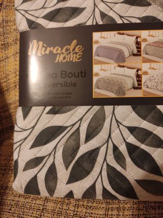 Colcha bouti reversible - blanco/gris