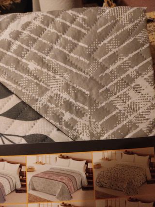 Colcha bouti reversible - blanco/gris