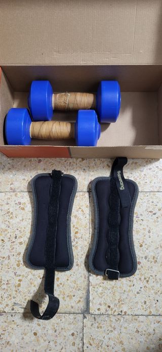 Mancuernas azules + lastres de tobillo