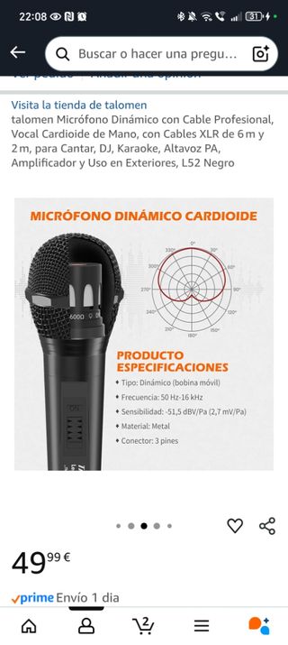 Micrófono talomen L52 Negro