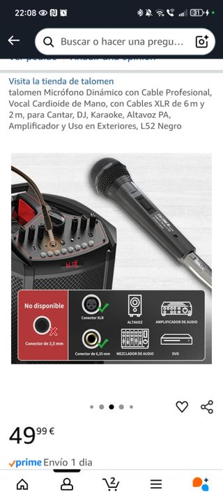 Micrófono talomen L52 Negro