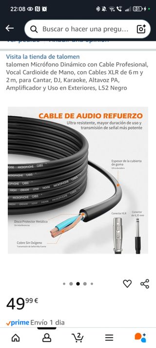 Micrófono talomen L52 Negro