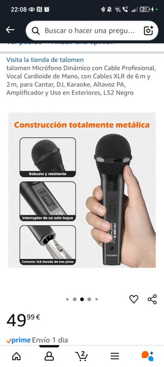 Micrófono talomen L52 Negro