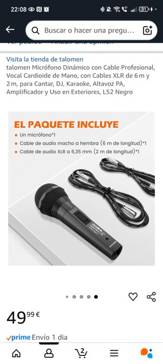 Micrófono talomen L52 Negro