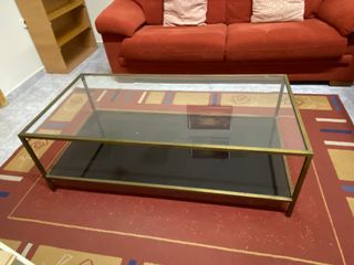 Mesa centro cristal dorada