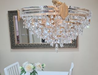 Lampara techo cristal dorado