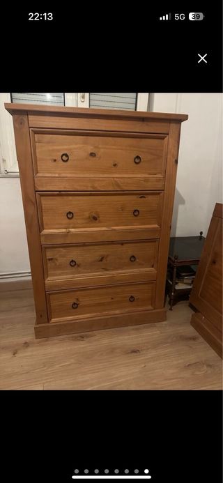 Cómoda, mesitas y cabecero madera