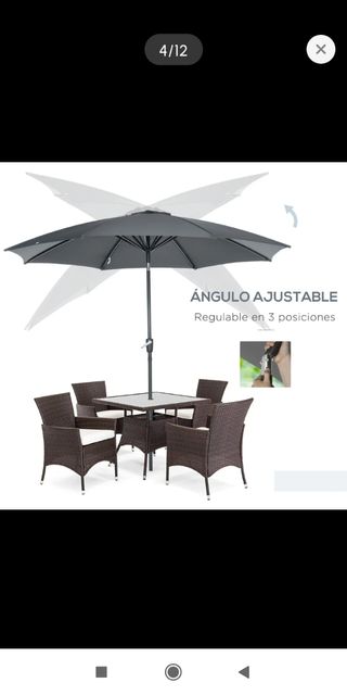 Parasol Sombrilla gris jardín 3m