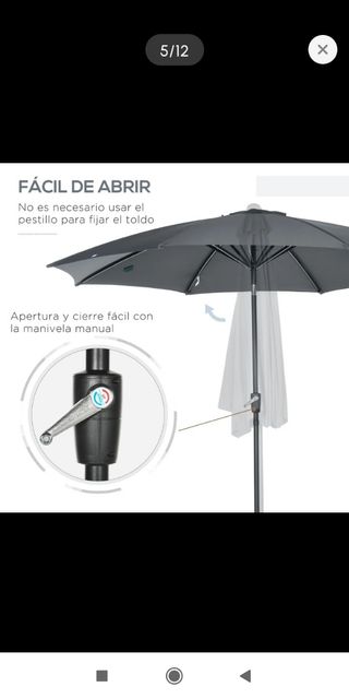 Parasol Sombrilla gris jardín 3m