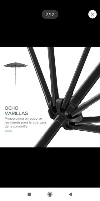 Parasol Sombrilla gris jardín 3m