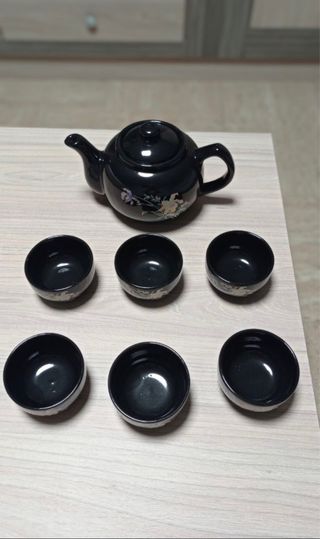 Juego té chino - porcelana negra