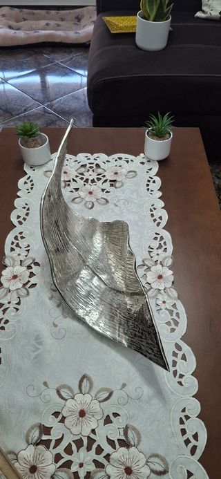 Centro de mesa hoja metal plateado