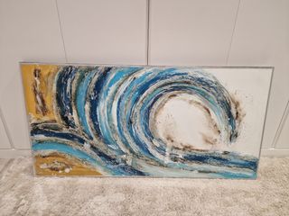 Cuadro abstracto azul y dorado