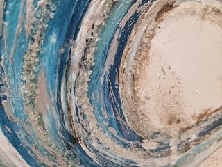 Cuadro abstracto azul y dorado