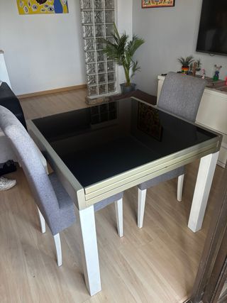 Mesa cristal extensible blanca