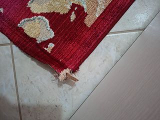Tappeto lana beige e rosso