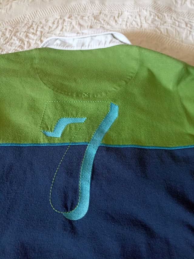 Polo Massimo Dutti Sport manga larga azul-verde 