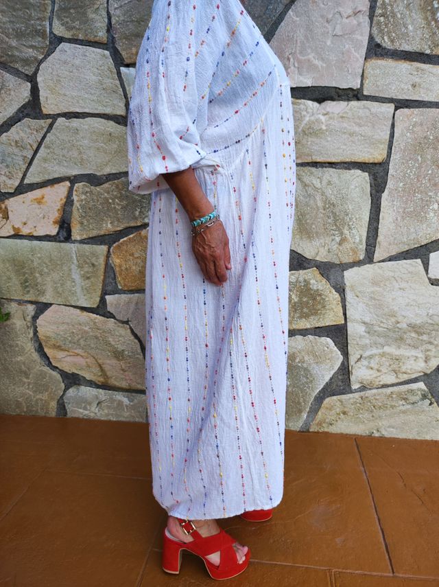 Vestido de algodón blanco - multicolor