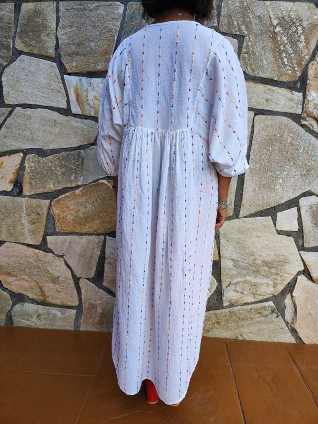 Vestido de algodón blanco - multicolor