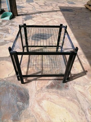 Mesa de centro hierro doble cristal