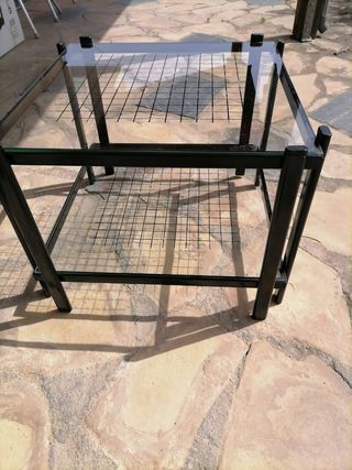 Mesa de centro hierro doble cristal