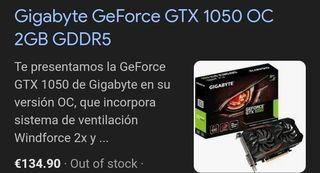 Gigabyte GeForce GTX 1050 OC 2GB GDDR5