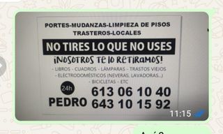 Portes y mudanzas y limpieza de pisos y locales