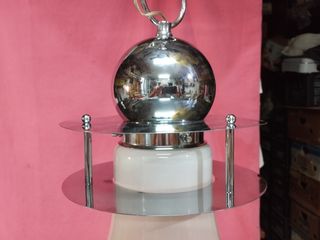 Lampadario a sospensione anni '70 acciaio cromato