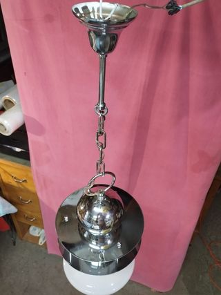 Lampadario a sospensione anni '70 acciaio cromato