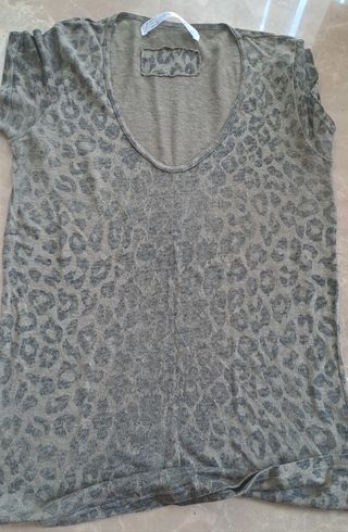 Camiseta Leopardo M - Verde Grisáceo