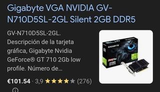 Tarjeta Gráfica Gigabyte GeForce GT 710 2GB GDDR5