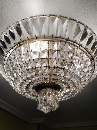 Lámpara techo cristal dorada