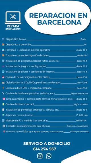 Reparación y mantenimiento de ordenadores 