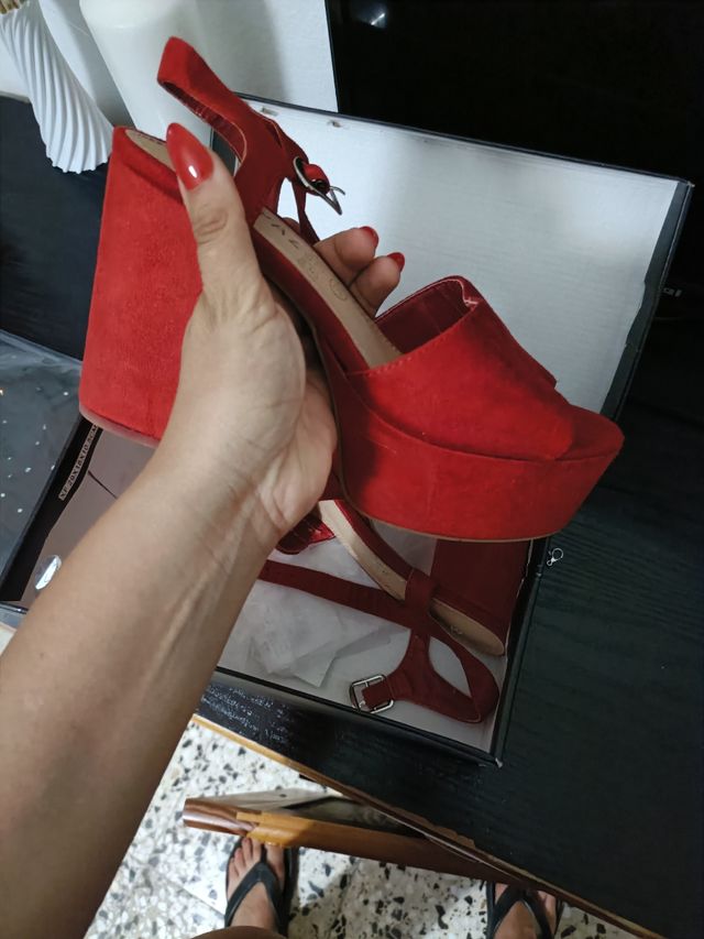Sandalias rojas plataforma