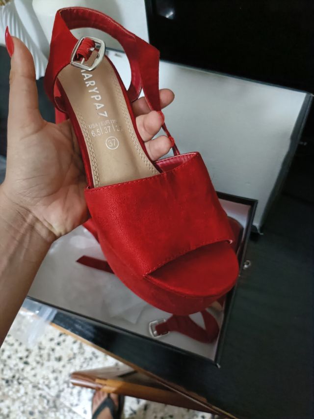 Sandalias rojas plataforma