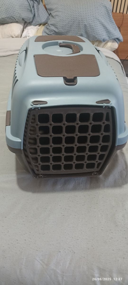 Transportín mascotas azul y marrón